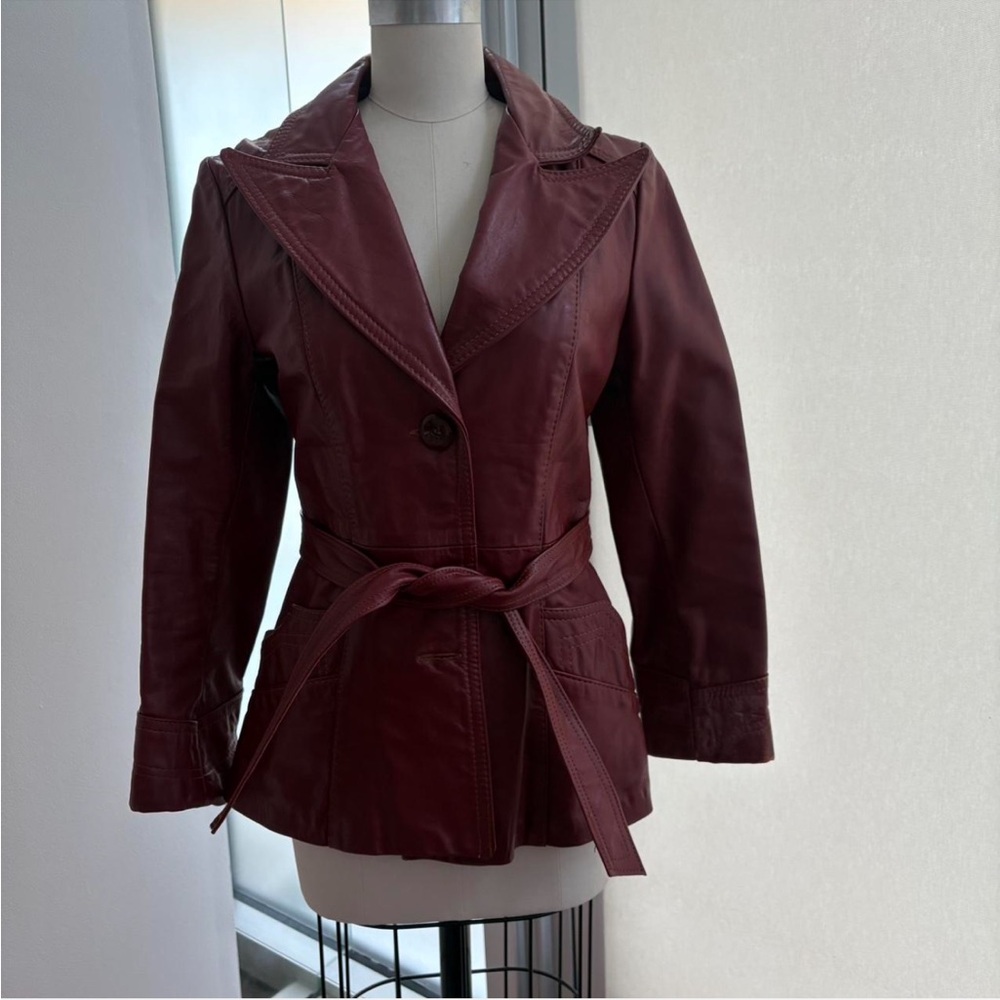Vintage 1970 burgundy leather jacket